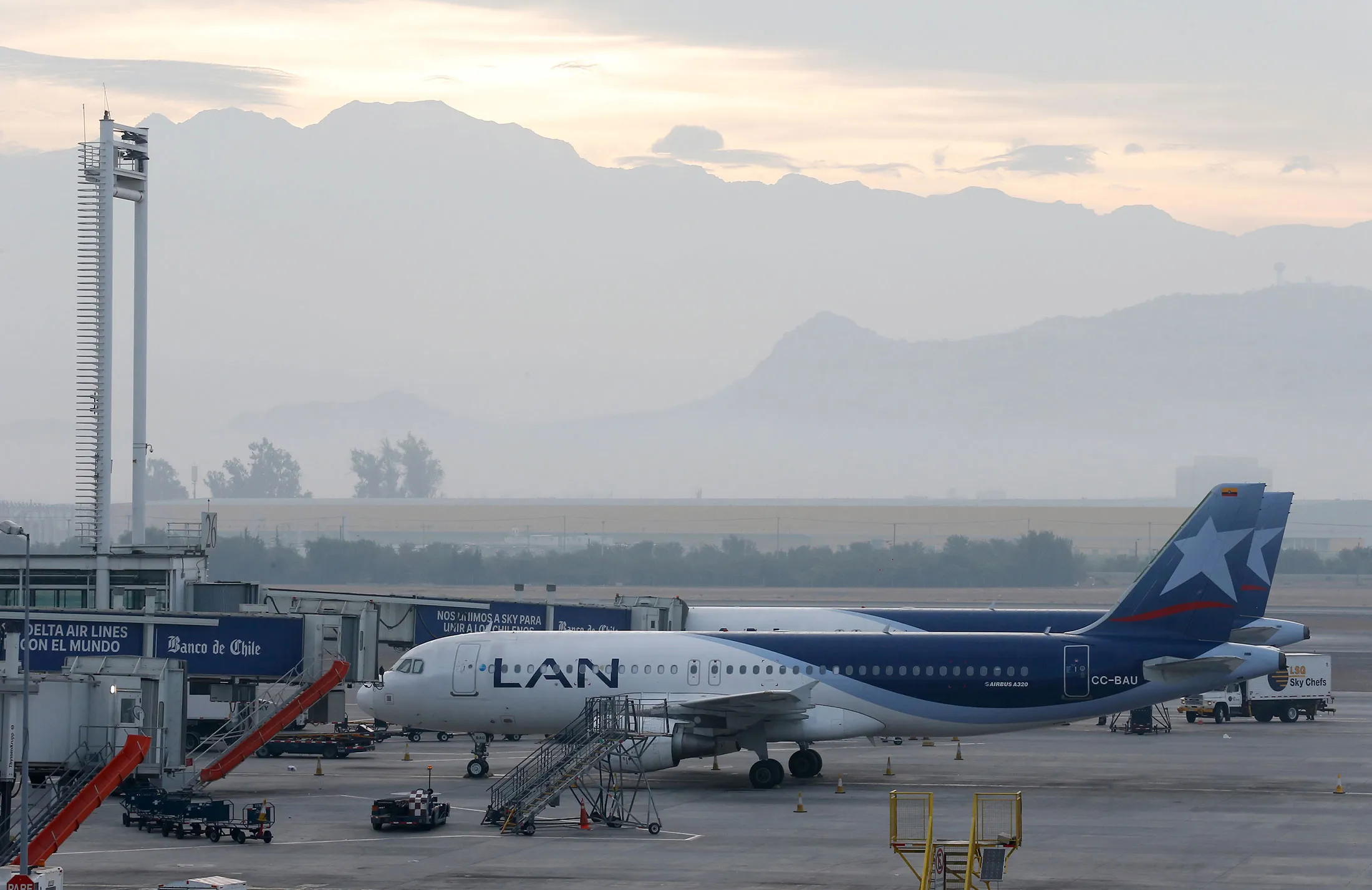 Latam Airlines Group airplanes at the International Airport in Santiago, Chile.