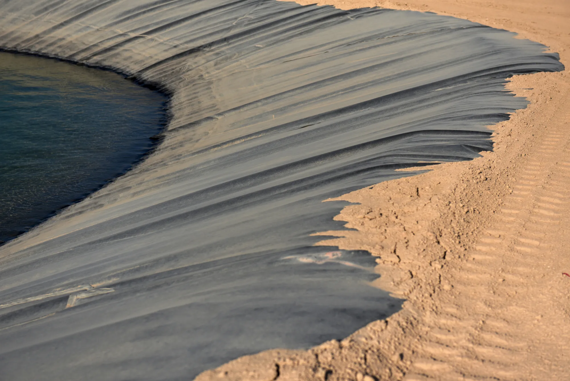 Frack fluid is stored in a pond in Texas.