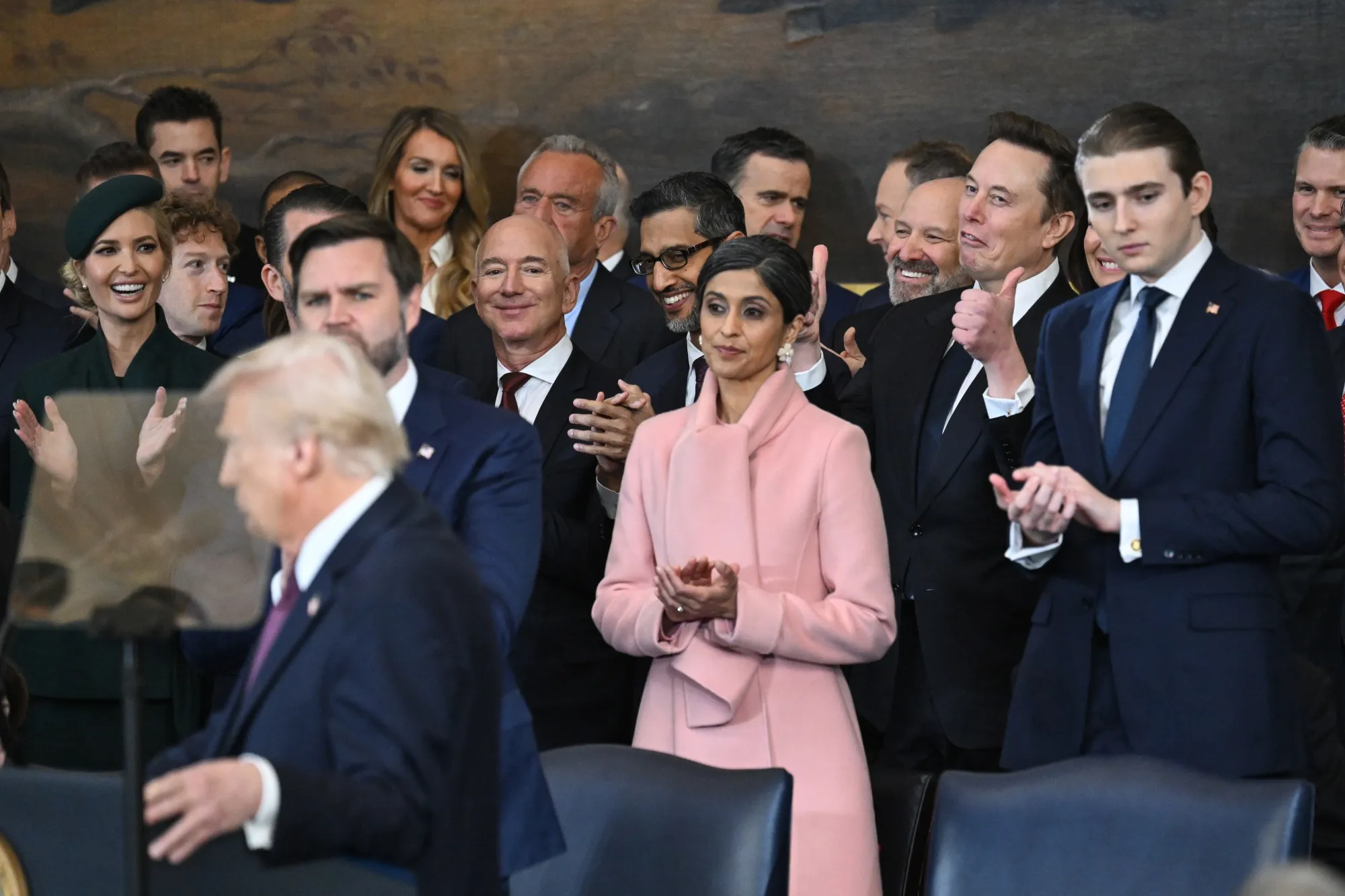 Mark Zuckerberg, Jeff Bezos and Elon Musk during the presidential inauguration at US Capitol in Washington, DC, on Jan. 20.