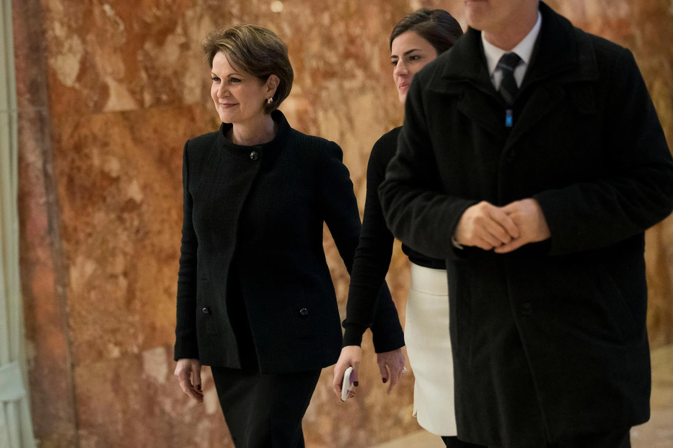 Marillyn Hewson, chief executive officer of Lockheed Martin, arrives at Trump Tower, Jan. 13, in New York City.
