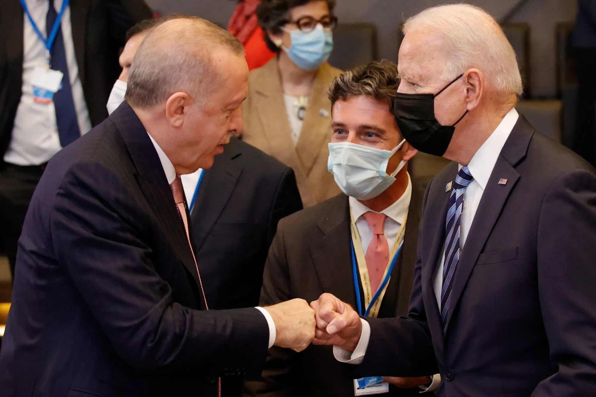 Joe Biden, right, with Recep Tayyip Erdogan in Brussels, on June 14.
