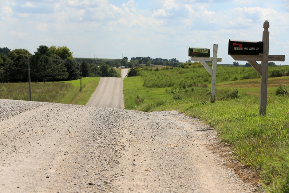 A gravel road outside of Omaha, Nebraska. 