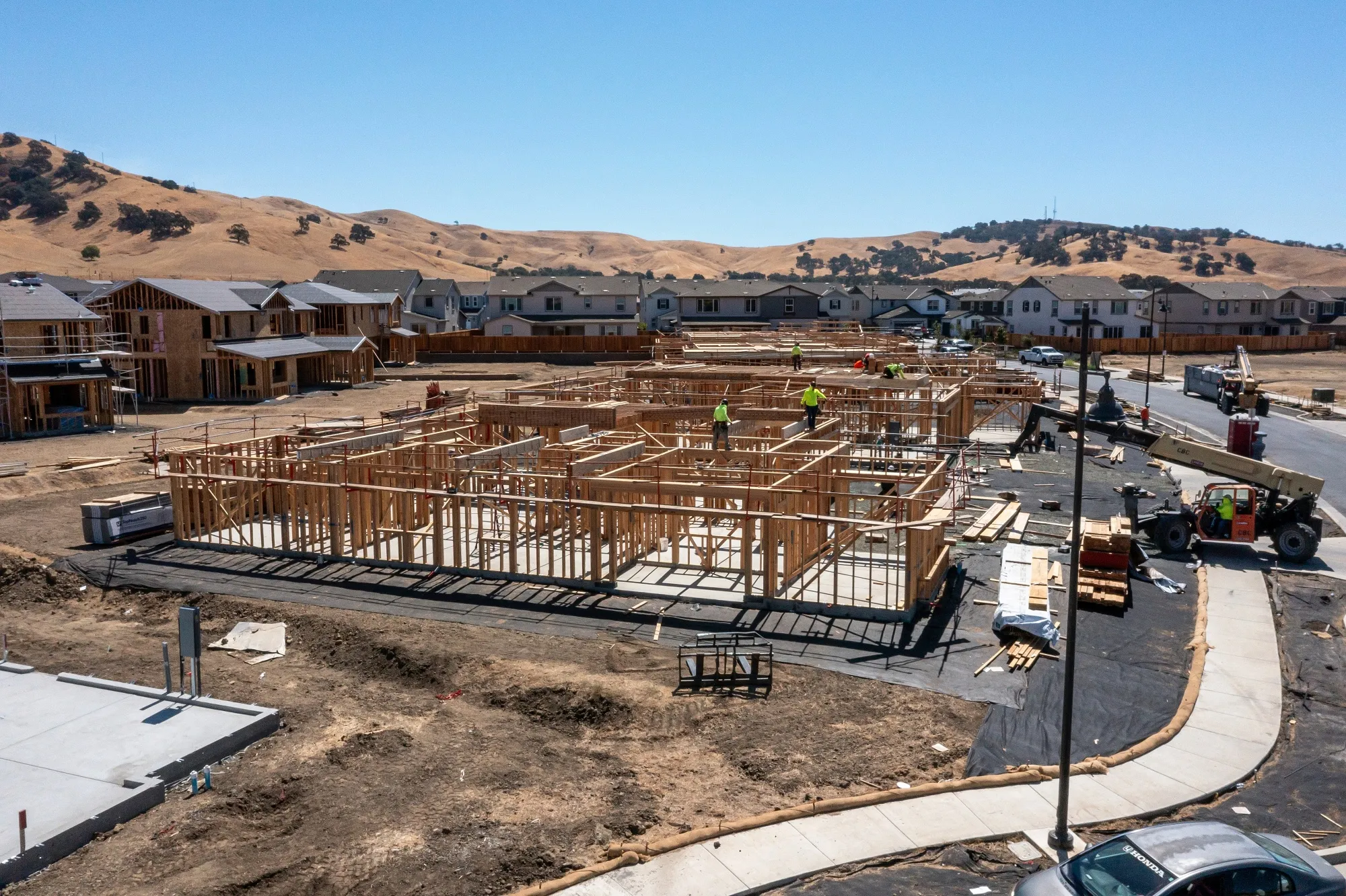 New homes under construction in Vacaville, California.