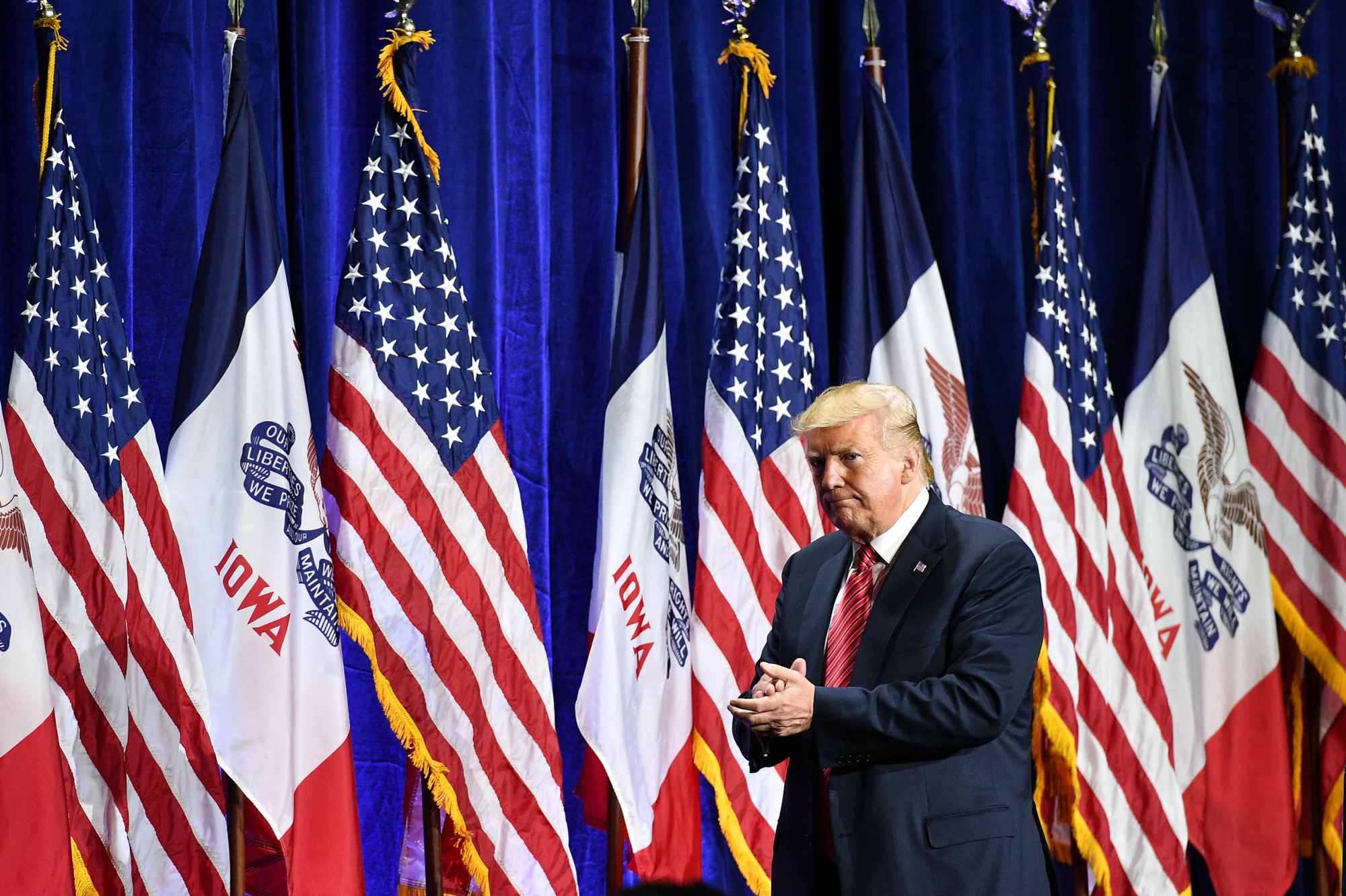 Donald Trump speaks in West Des Moines, Iowa, in June 2019.