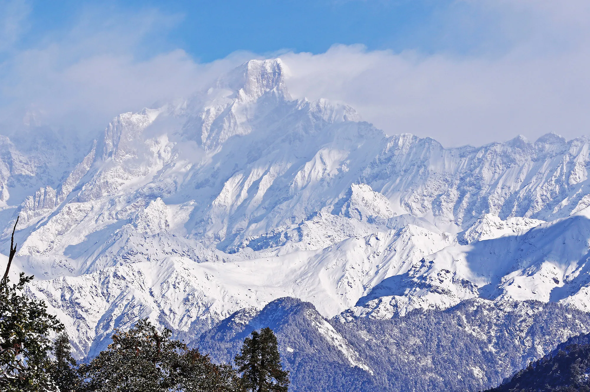 A view of Himalayan range including Nanda Devi&nbsp;at Rudrapragya District of Uttarakhand, India.&nbsp;