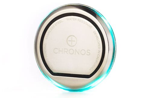The Chronos itself is a 2.5 mm-thick metal disc packed with LEDs and sensors.