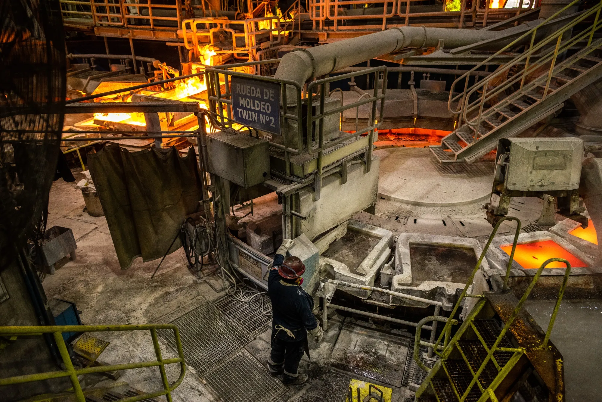 The smelting area at a copper&nbsp;processing facility in Machali, Chile.