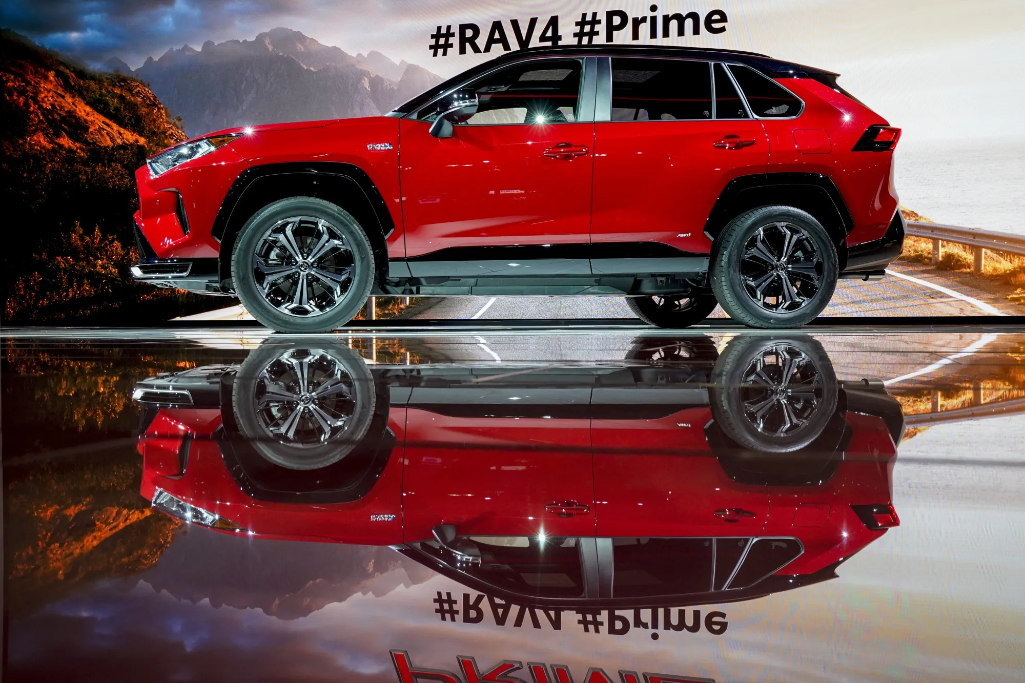 A Toyota RAV4 Prime plug-in hybrid SUV.