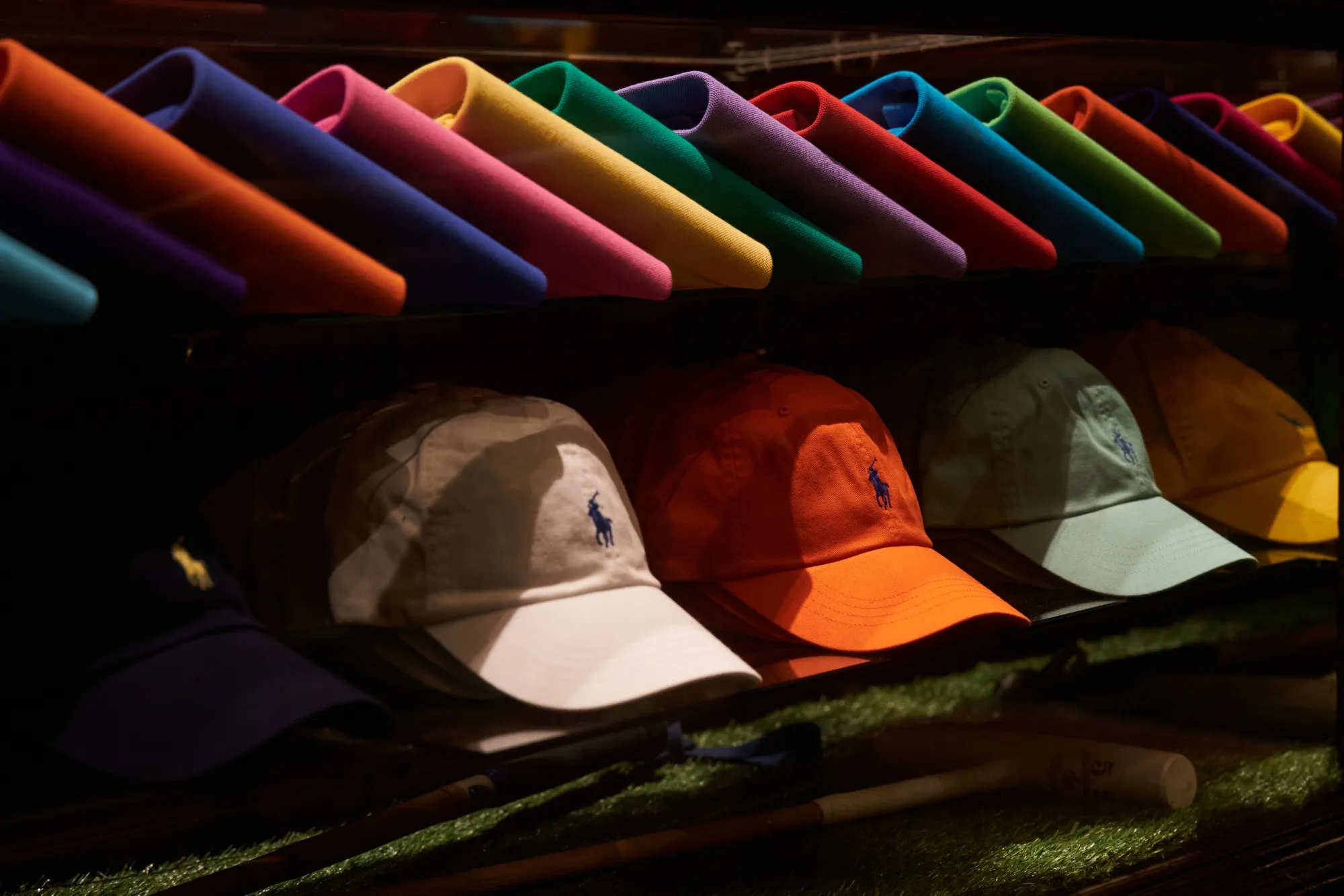 Ralph Lauren caps and polo shirts in New York.