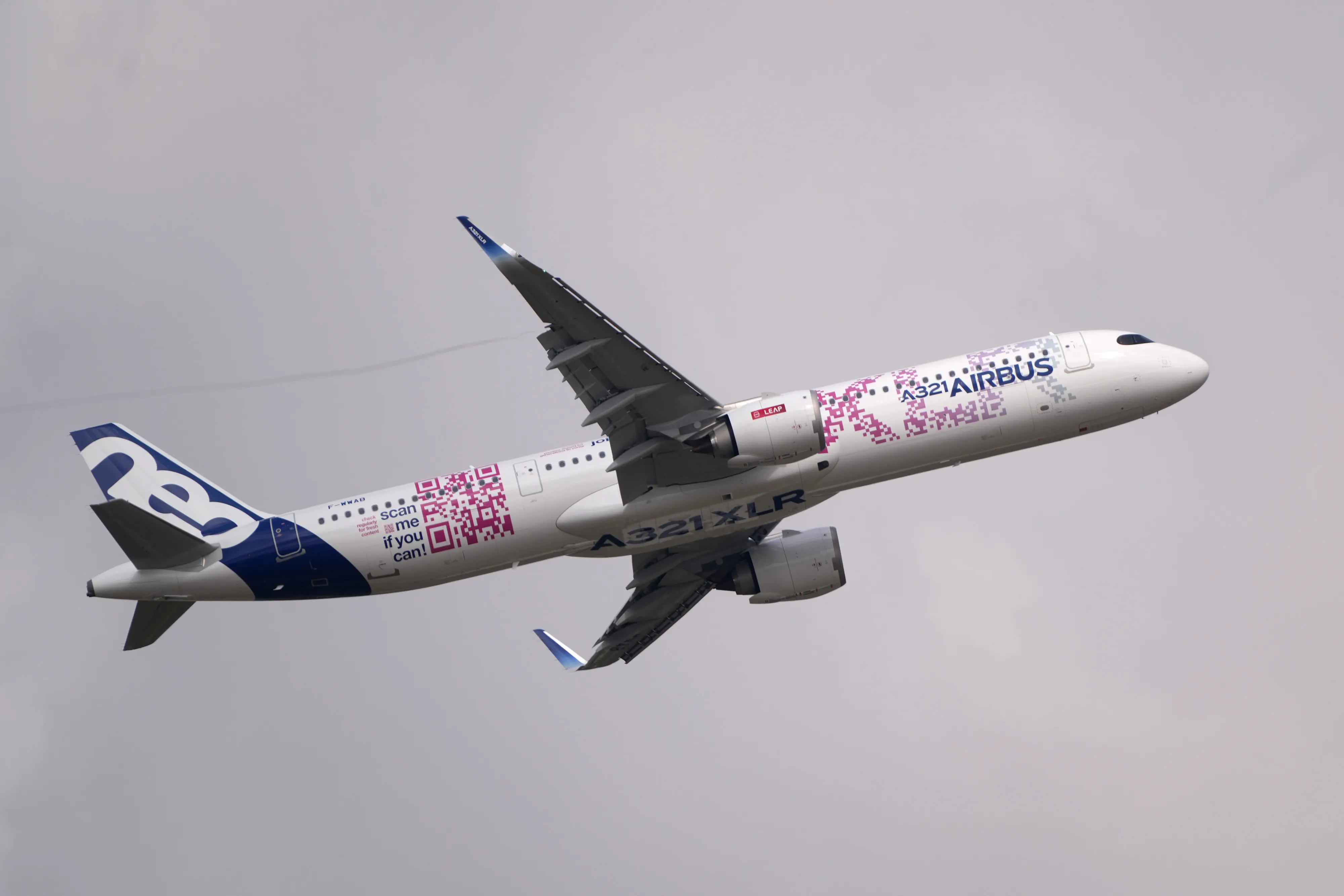An Airbus A321XLR Neo passenger aircraft performs a flying display at the Paris Air Show in Le Bourget, Paris, France, on&nbsp;June 19.