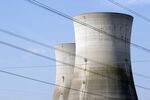 Decommissioned cooling towers sit idle at the Three Mile Island nuclear power plant in Middletown, Pennsylvania.