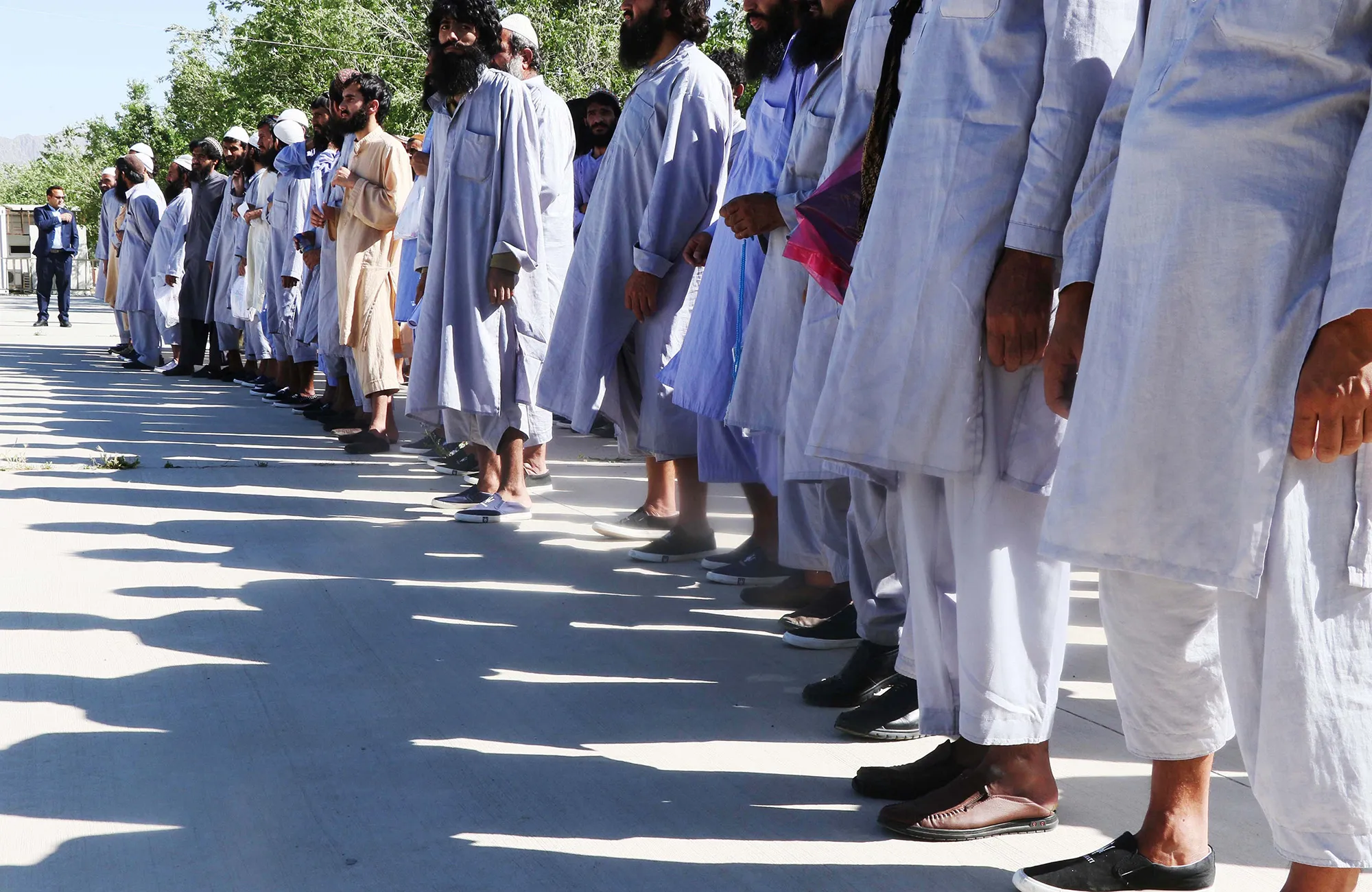 Taliban members attend a ceremony at&nbsp;Bagram Air Base after being released by authorities, in Parwan, Afghanistan, on May 26, 2020.