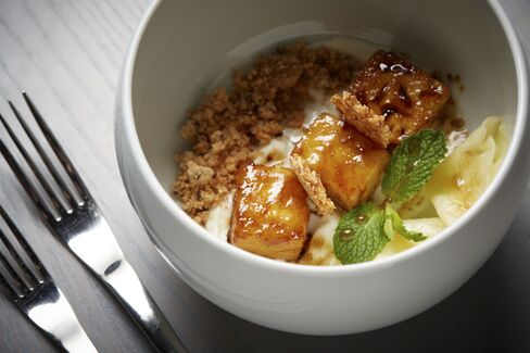 The roasted pineapple dessert was like a tropical breakfast dish.