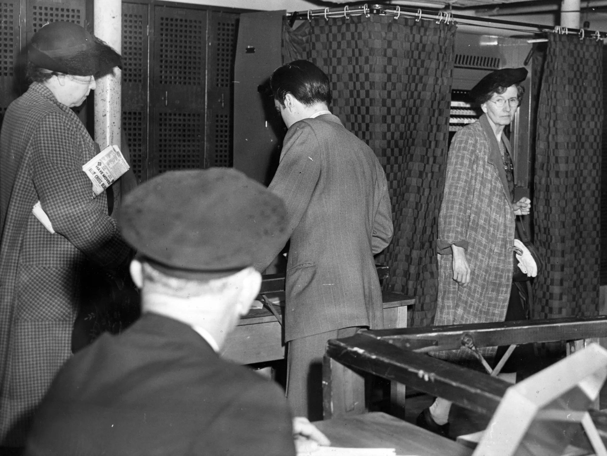 One of the two voting machine precincts in Boston in 1946.