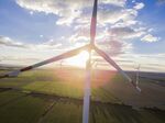 Wind turbines operate in Bedburg, Germany.
