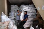 Sacks of refined sugar at a wholesale store in New Delhi, India.