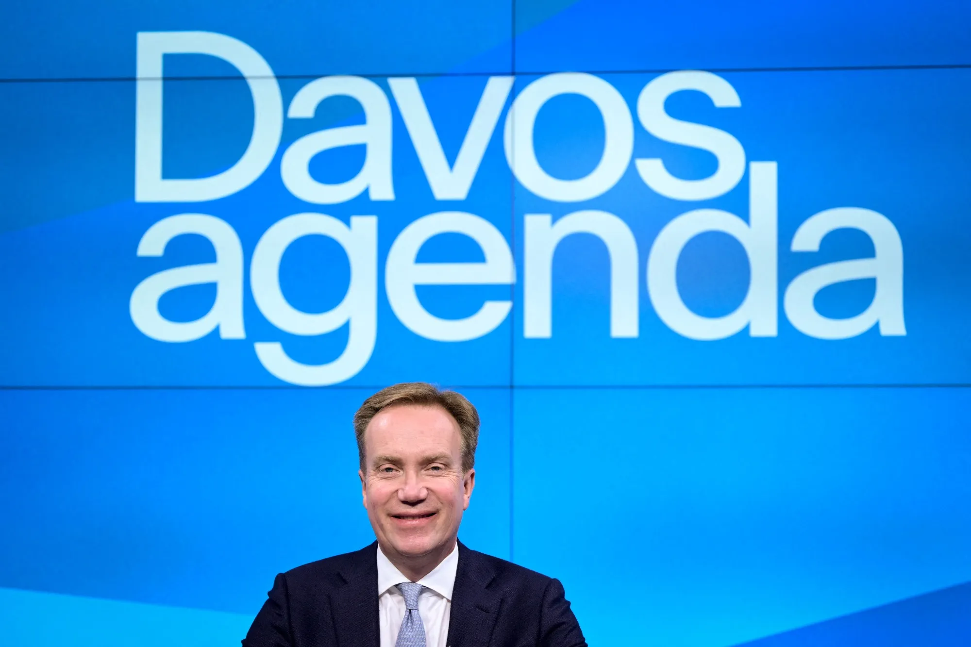 WEF President Borge Brende poses during the WEF Davos Agenda virtual sessions&nbsp;on Jan. 17.