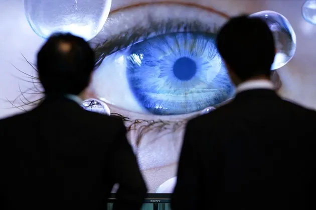 A Sony Corp. 4K Bravia liquid-crystal-display (LCD) television on at the company's headquarters in Tokyo on May 14