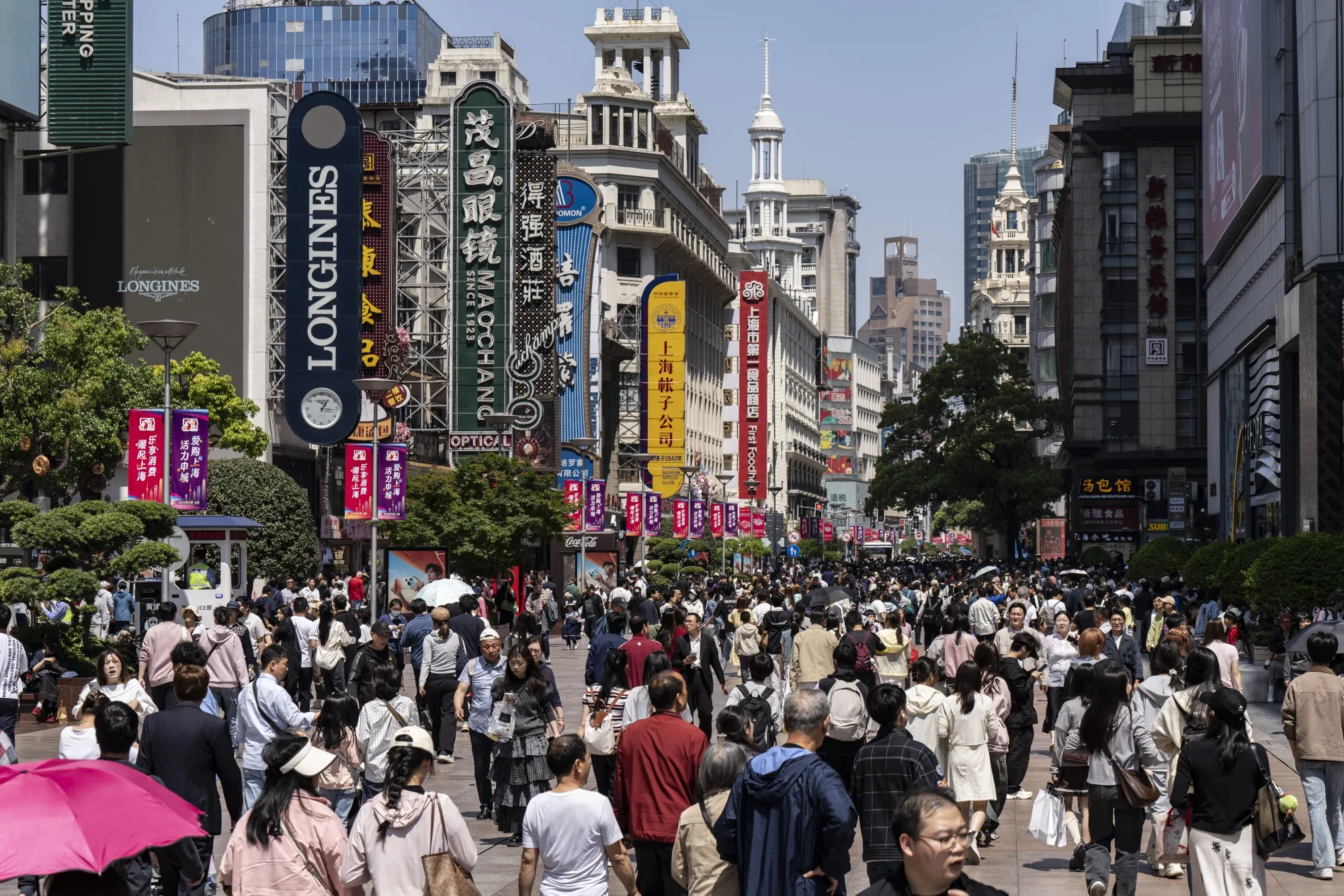 The Nanjing East Road shopping area in Shanghai on May 1.