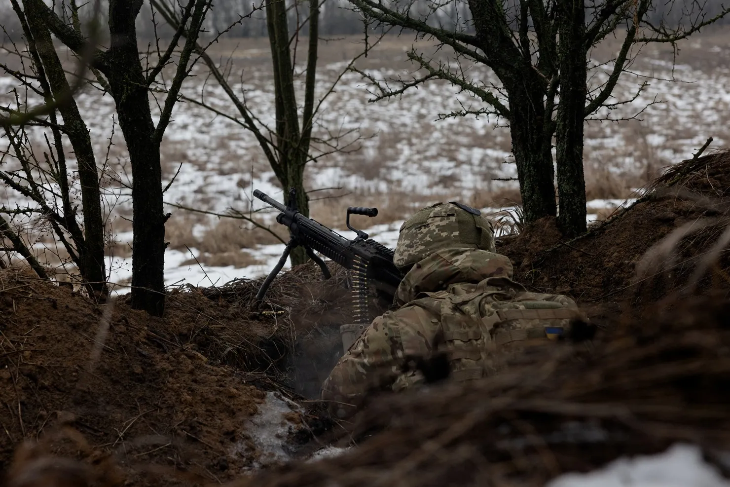 A Ukrainian serviceman&nbsp;shoots during a training at an undisclosed location in Zaporizhzhia region on Jan. 30.&nbsp;
