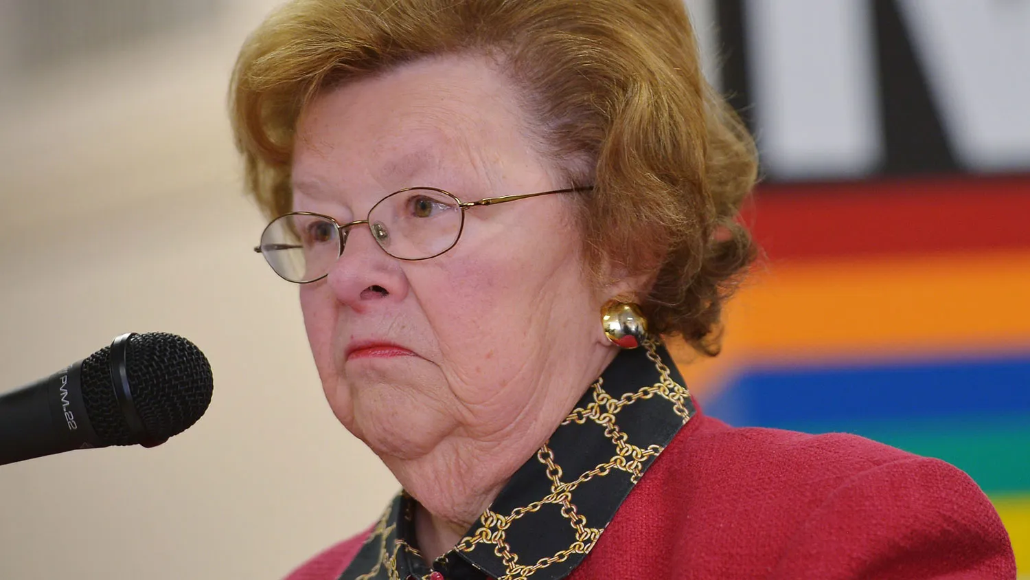 enator Barbara Mikulski, D-MD, speaks during an event to announce legislaltive reforms to help combat cell phone theft in the metro system on February 20, 2014 in Washington Metropolitan Area Transit Authority, Carmen Turner Maintenance and Training Facility, in Landover, Maryland.
