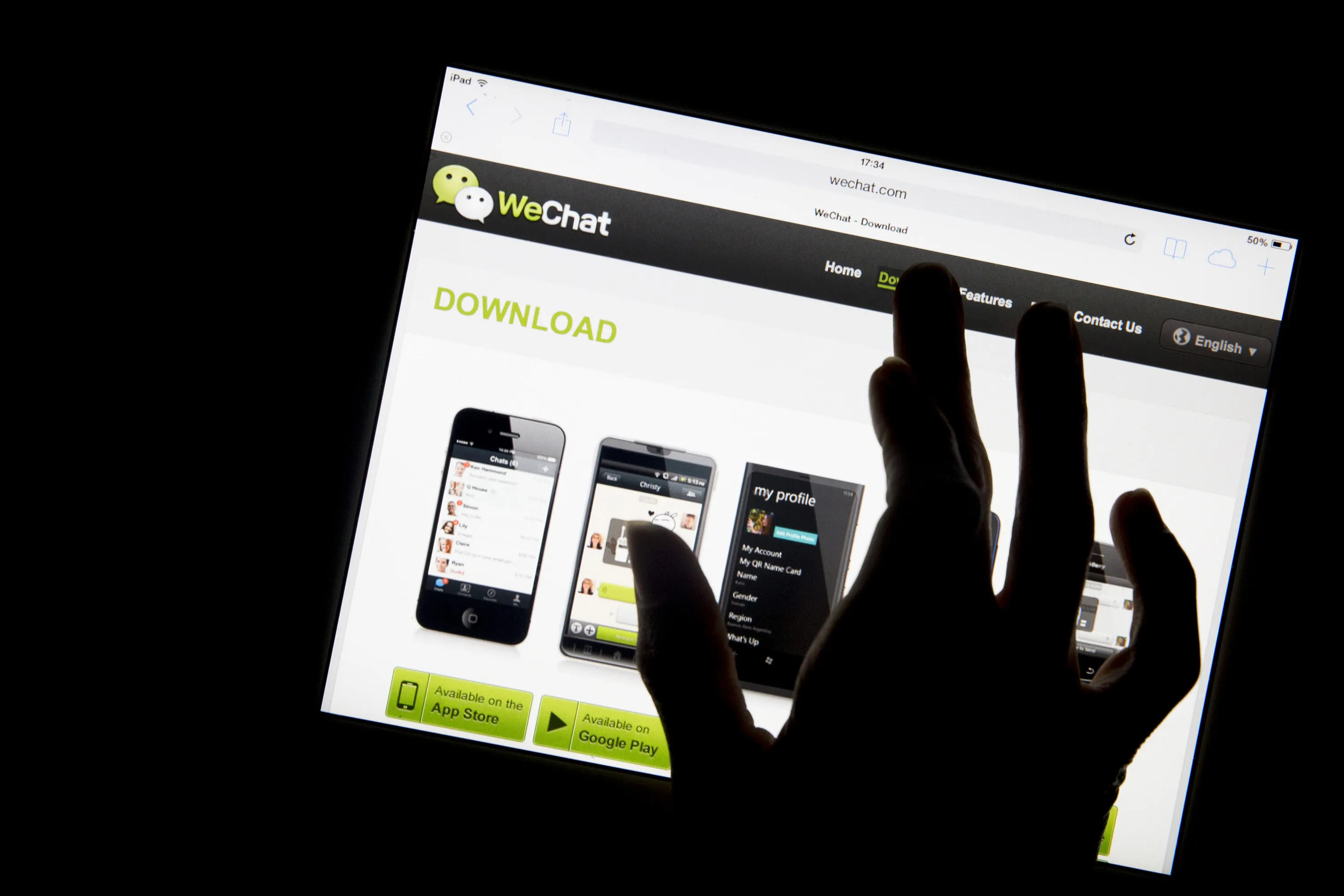 WeChat app.

