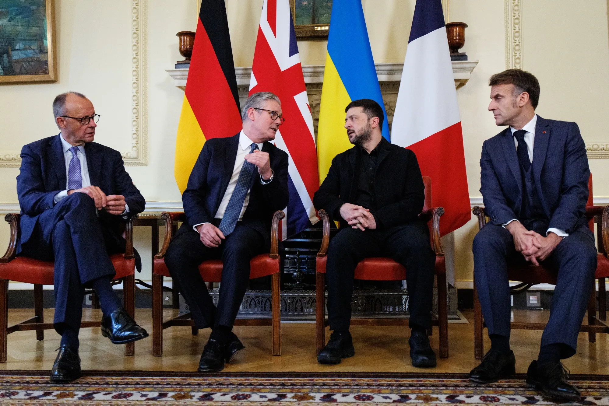 European leaders flank Ukraine’s president Zelenskyy at a “pivotal” moment in London today