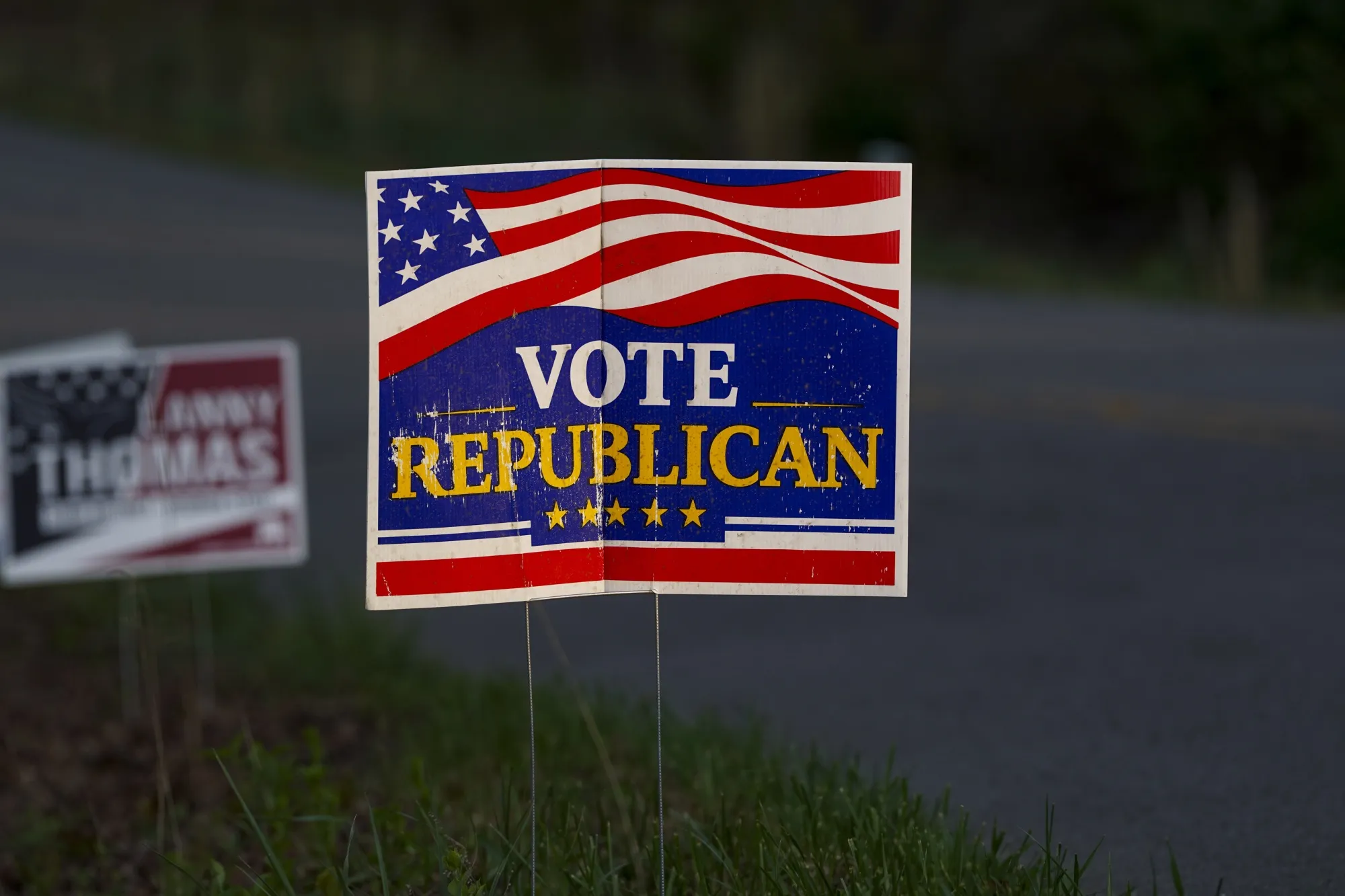 A "Vote Republican" sign outside a polling location in&nbsp;Georgia, US.