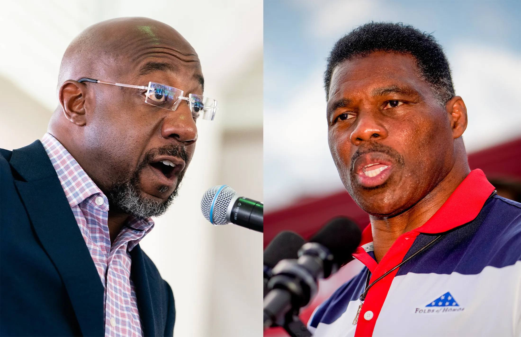 Raphael Warnock, left, and Herschel Walker