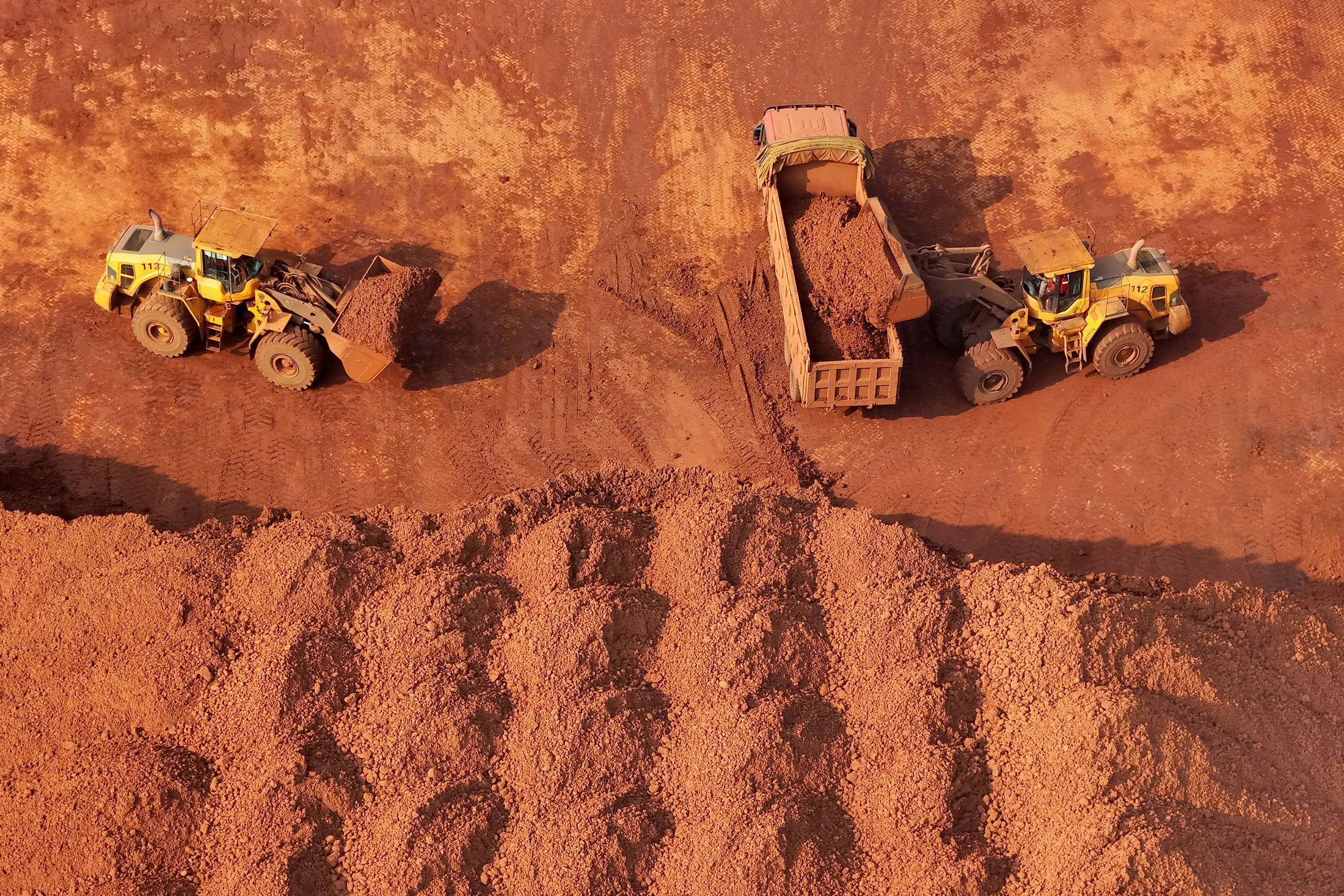 An ore terminal at a port in. China.