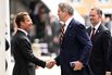 Ulf Kristersson, left, welcomes Scott Bessent and Jamieson Greer in Stockholm, on July 28.
