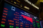 Stock market information on the floor of the New York Stock Exchange .