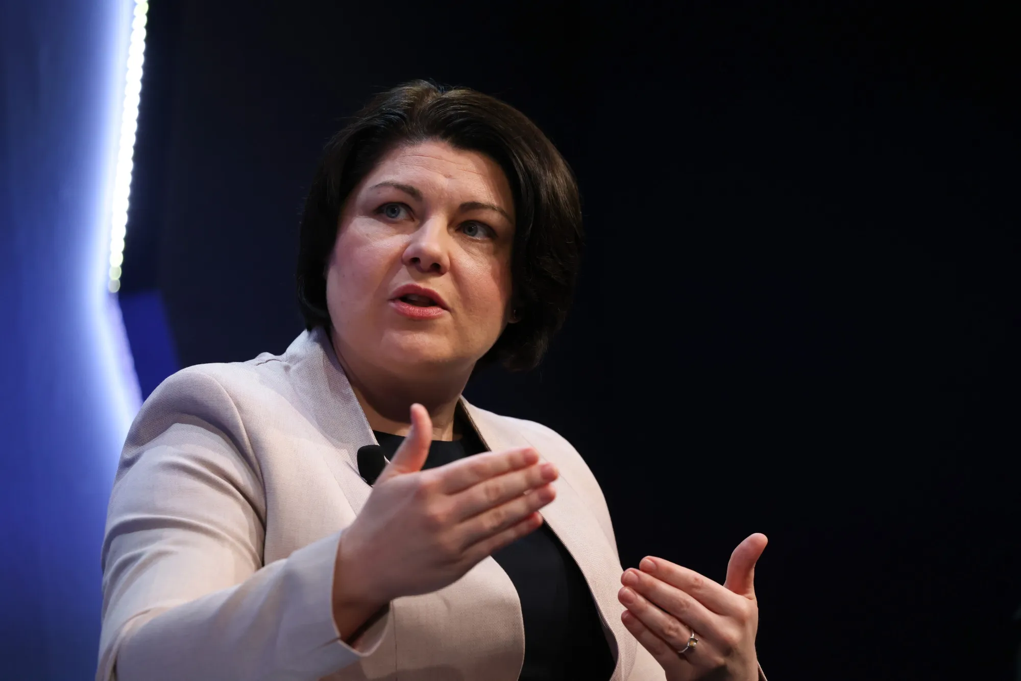 Natalia Gavrilita during a panel session at the World Economic Forum in Davos, Switzerland, on May 25.