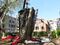 Lowering a sculpture into place. The sculptures required more than 12 tons of steel armature underground for support.