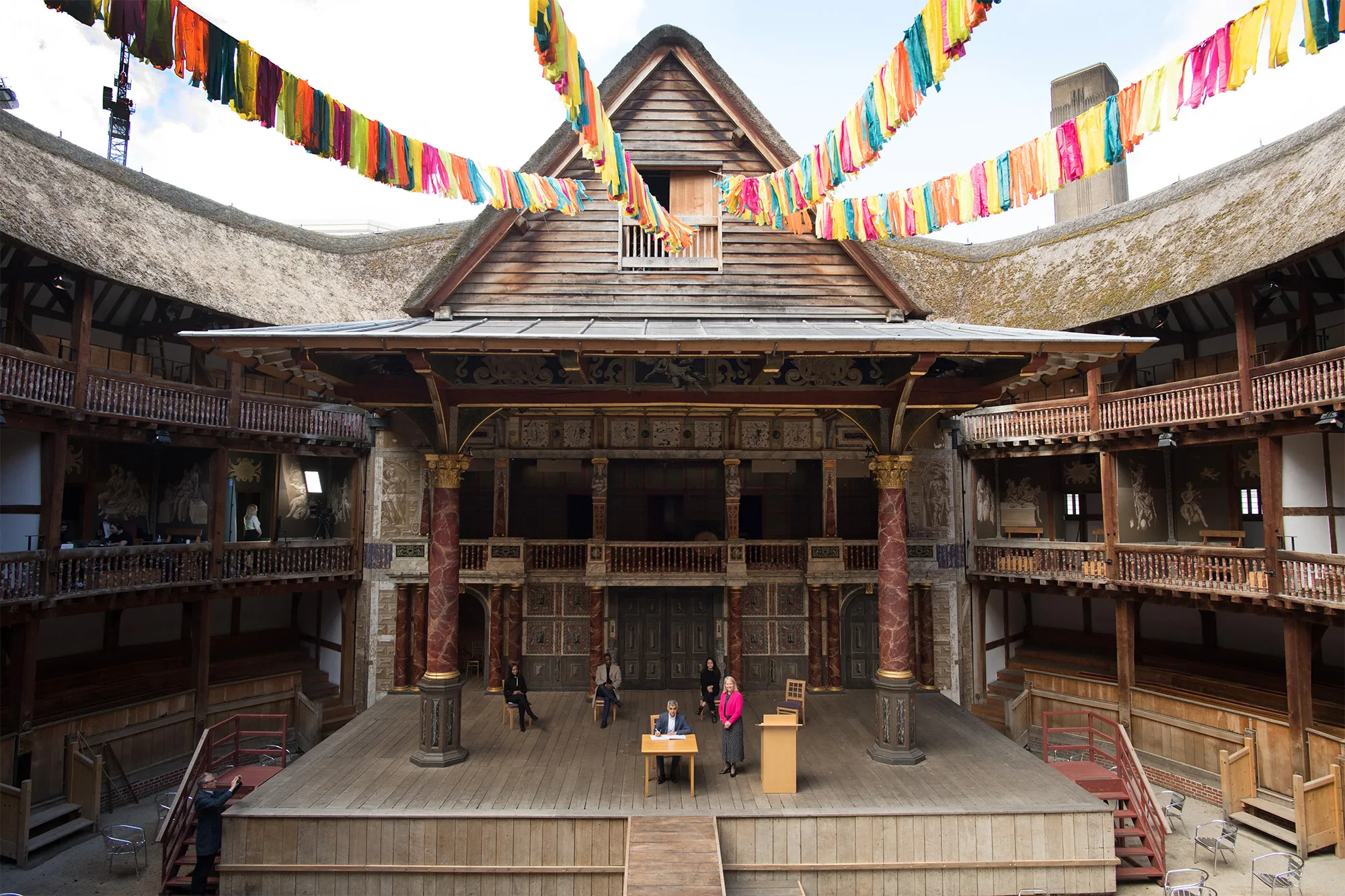 Sadiq Khan during his signing in ceremony at The Globe Theatre.