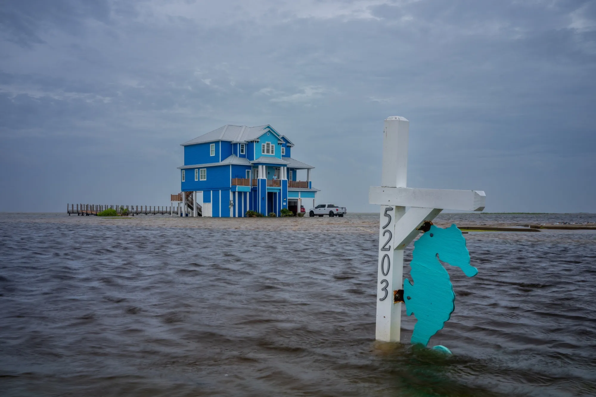 Floodwater&nbsp;in Surfside Beach, Texas on June 19.