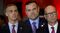 Dan Scavino (center) and Michael Glassner (right) watch as Ted Cruz ends his campaign on May 3, 2016, in New York.