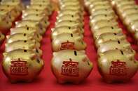 Golden Piggy Banks For Lottery To Celebrate New Year In Binzhou