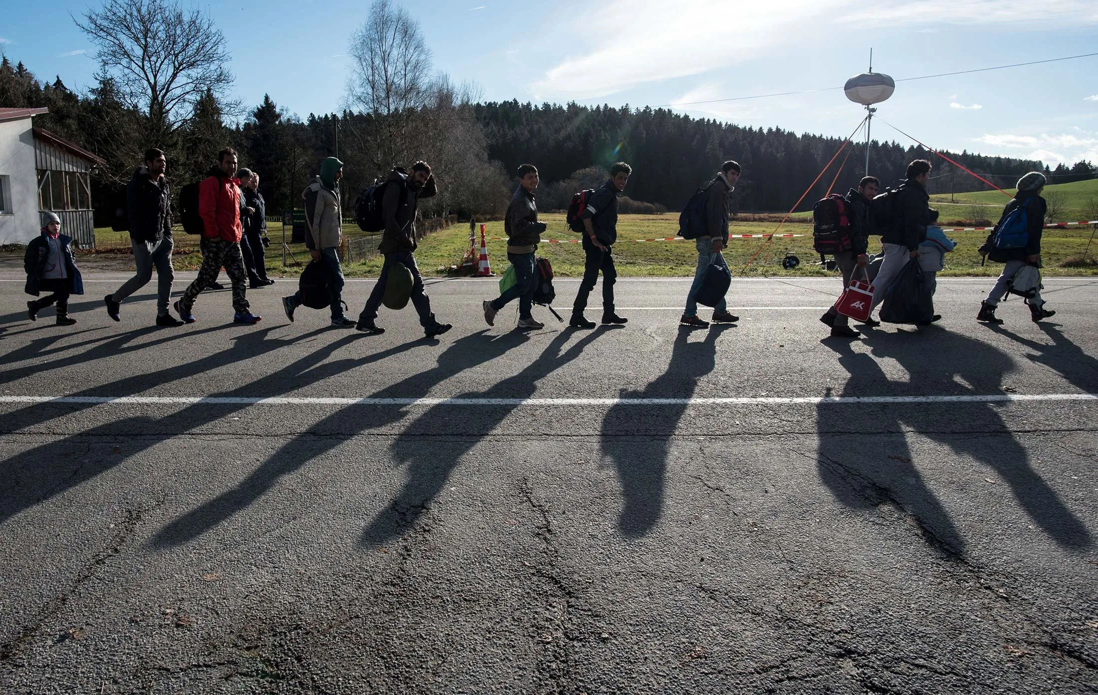 Refugees arrive at German/Austrian border