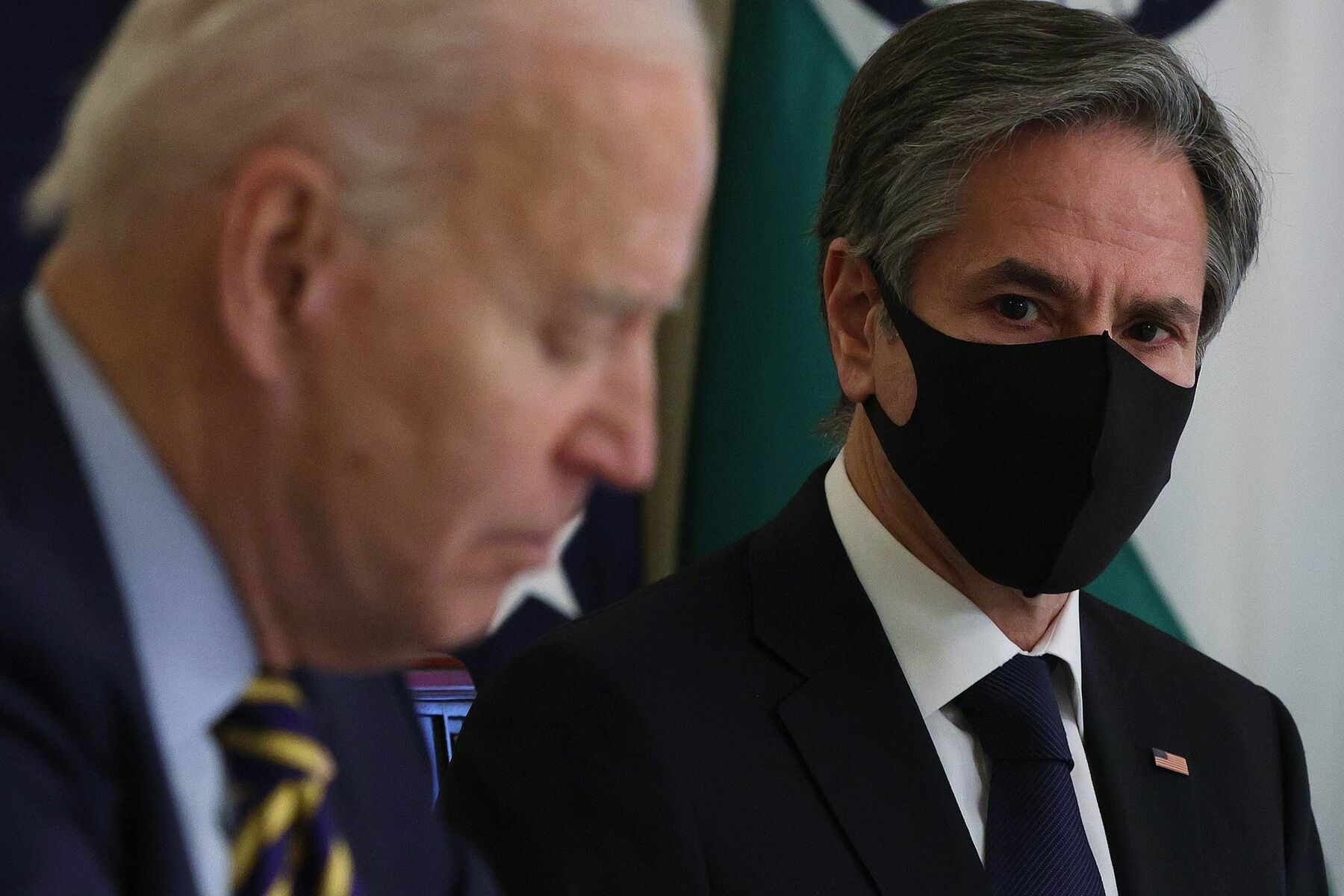 Joe Biden and Secretary of State Antony Blinken participate in a virtual meeting with leaders of Quadrilateral Security Dialogue countries on March 21.