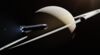 SpaceX illustration of Starship flying past Saturn