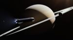 SpaceX illustration of Starship flying past Saturn