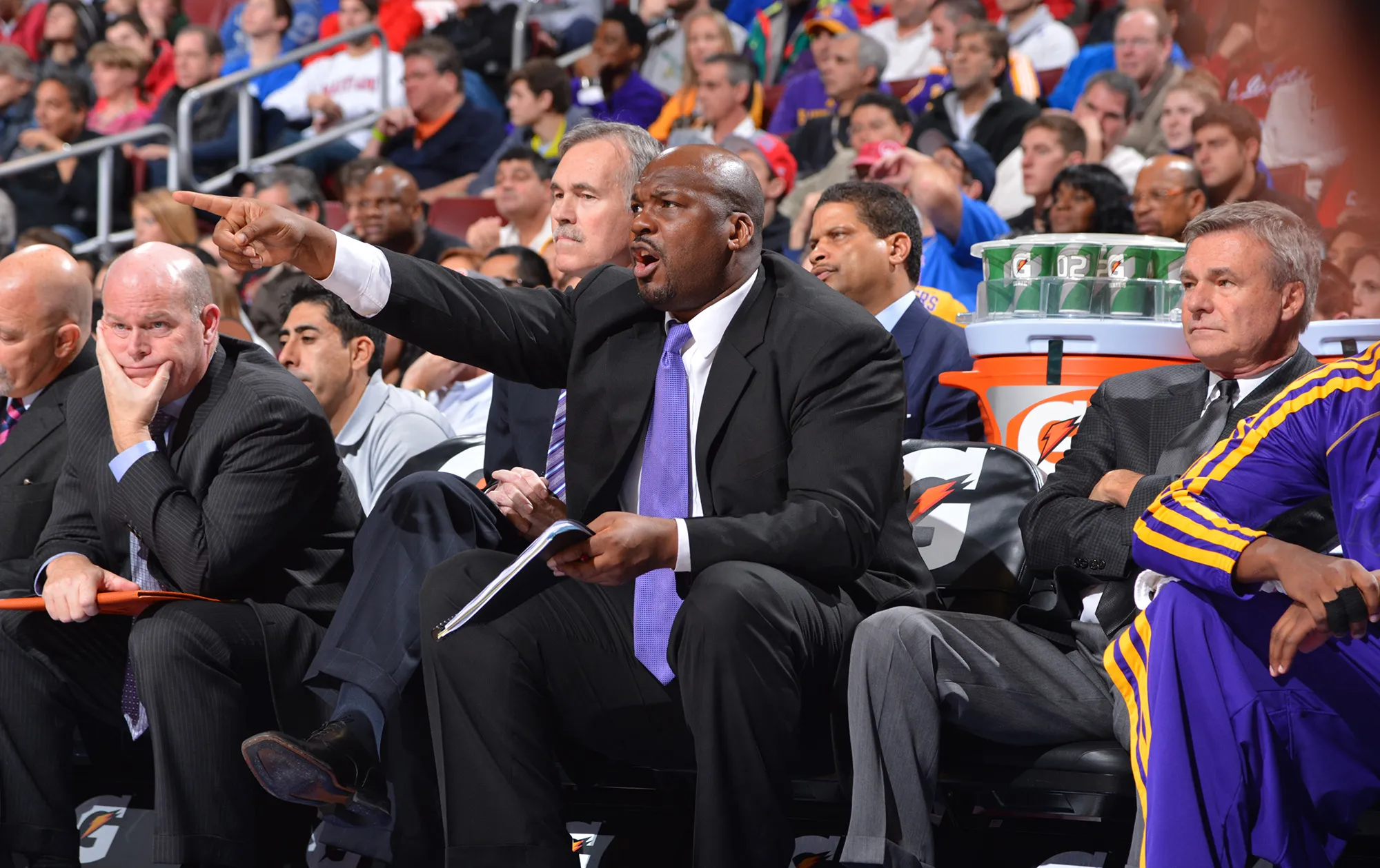 Chuck Person, then on coaching staff of the Los Angeles Lakers, during a game on Dec. 16, 2012.