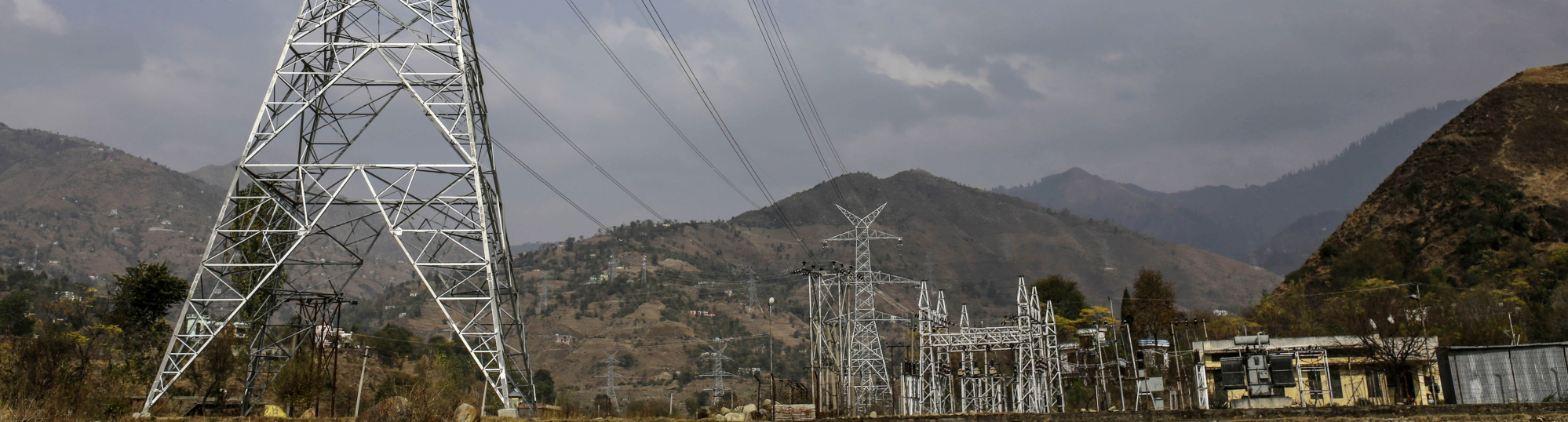 Electric towers stand in Rajouri district.