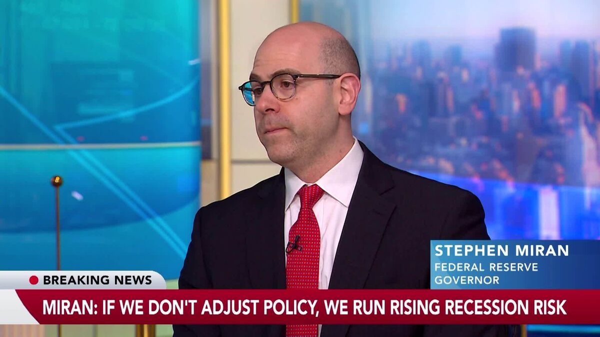 Fed's Miran Says Recession Risks Rise Without More Rate Cuts Fed's Miran Says Recession Risks Rise Without More Rate Cuts