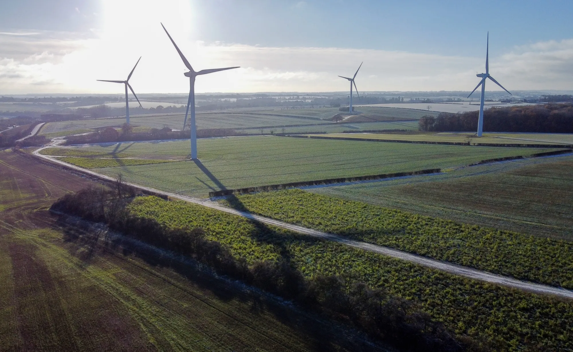 Wind turbines at New Albion wind farm near Rushton, UK, on&nbsp;Dec. 14, 2022.&nbsp;