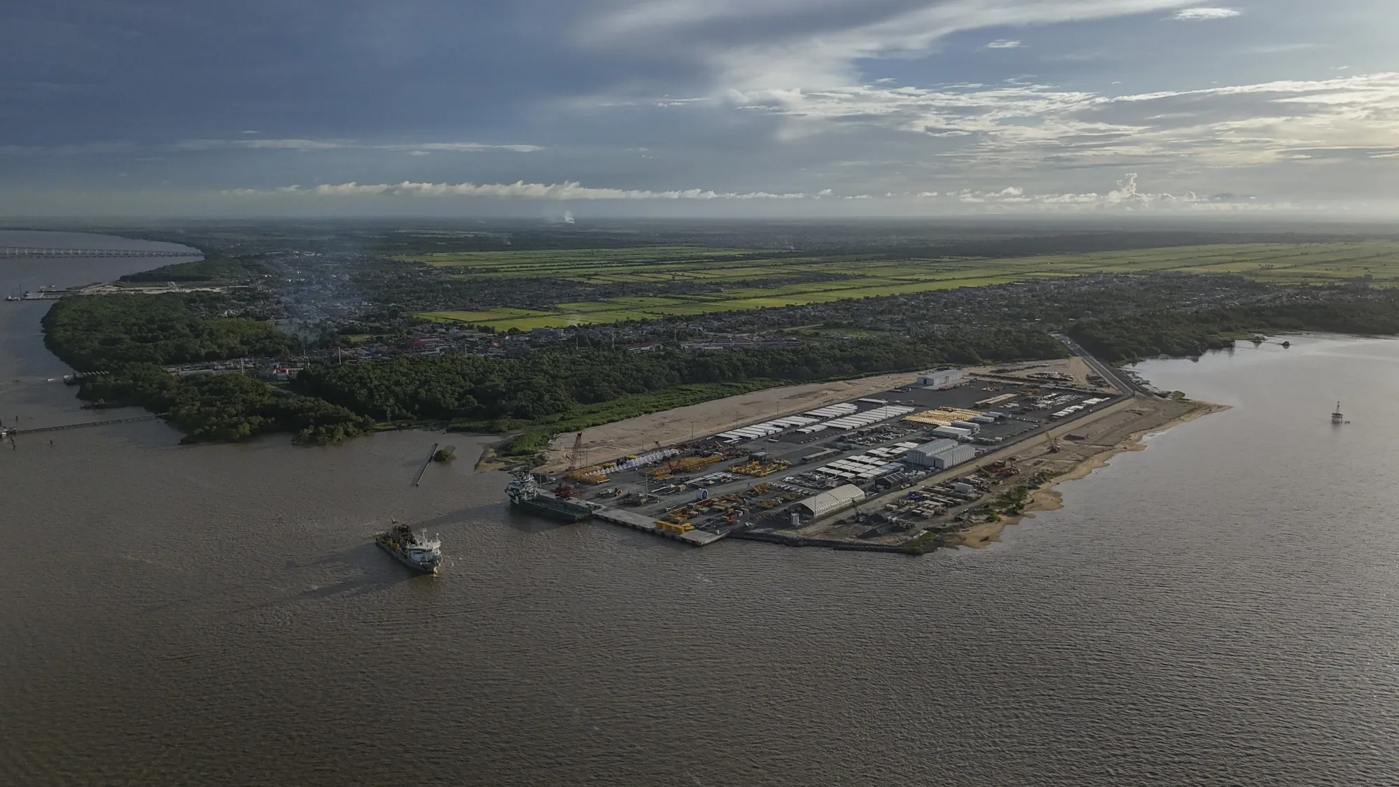 The Guyana Shore Base Inc, an ExxonMobil's associate in oil discoveries, in Georgetown, Guyana.