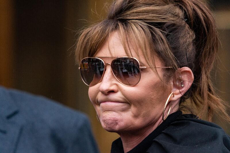 Sarah Palin departs from federal court in New York, on Feb. 3.