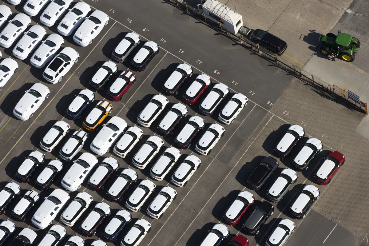 New automobiles at the Port of Southampton in Southampton, UK.&nbsp;
