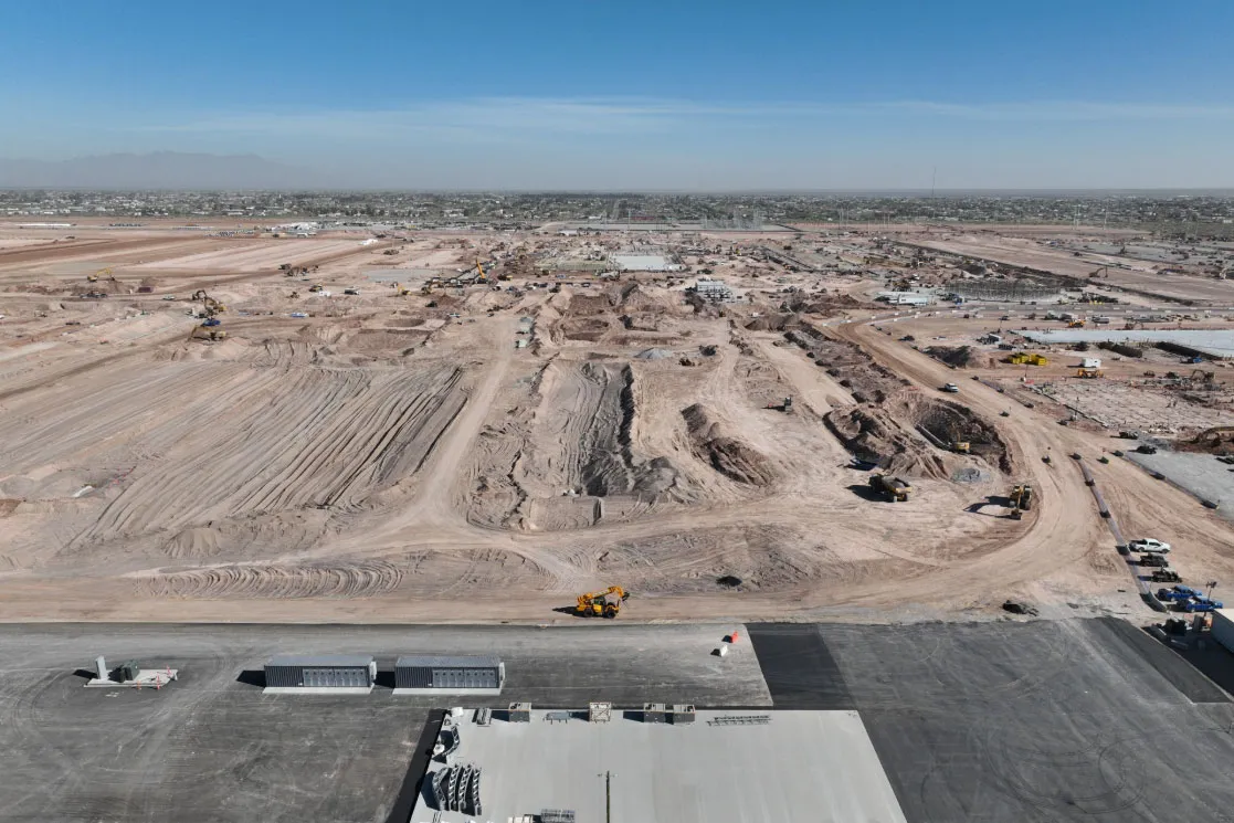 Construction at Meta’s data center project in El Paso.